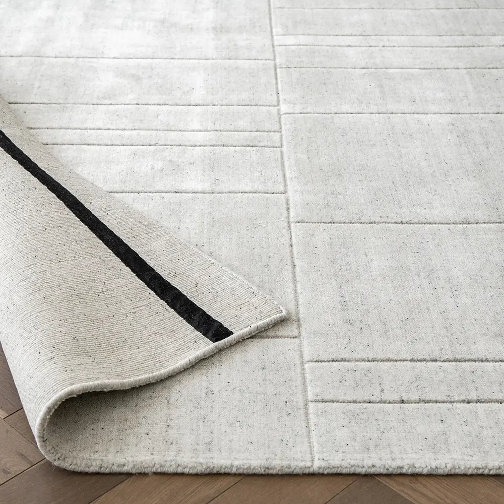 Elliot Bianca - Geometric Textured White Rug | Carpet Centre