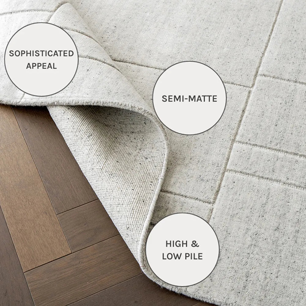 Elliot Bianca - Rectangular Grid Patterned Carpet for Living Room | Carpet Centre