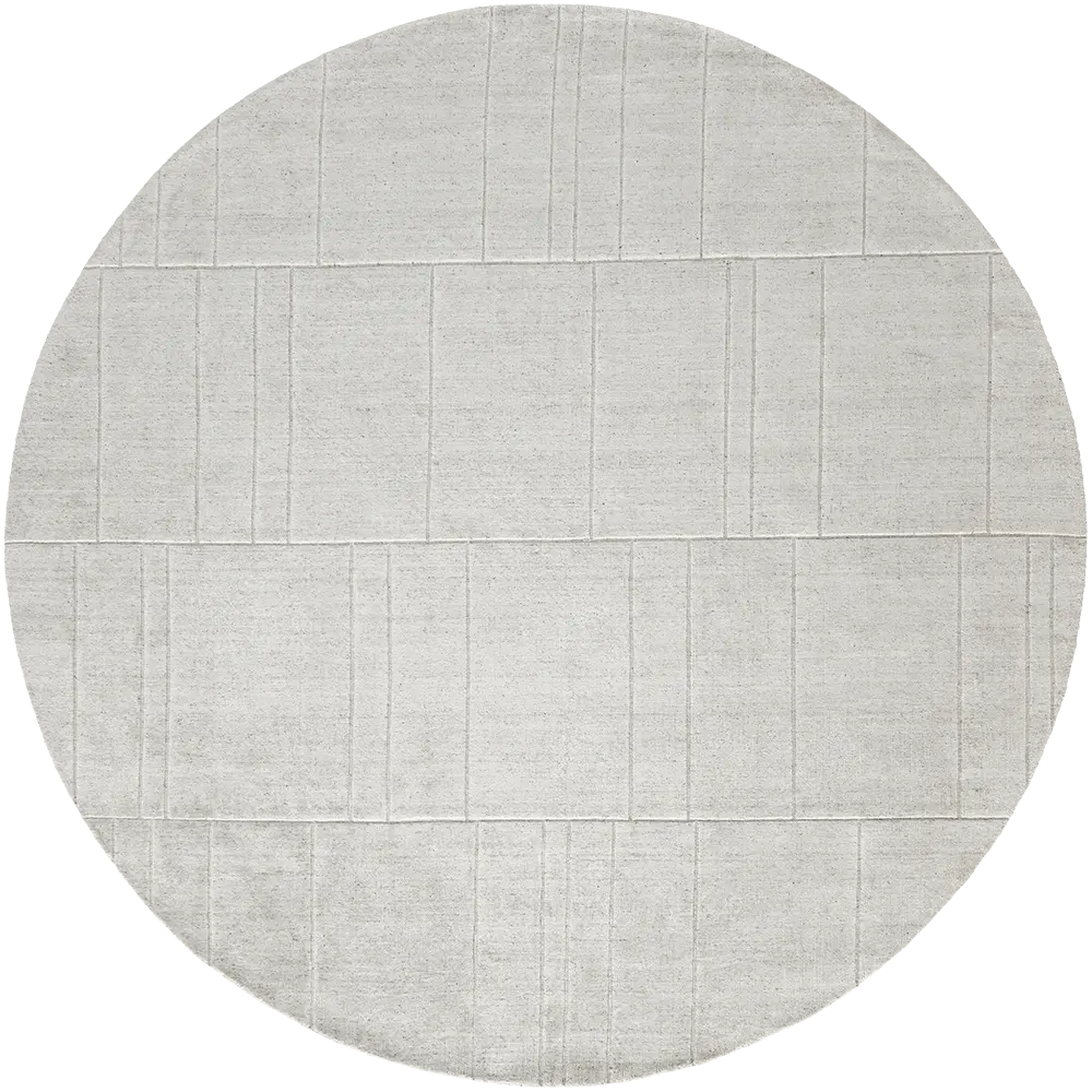 Elliot Alba Round - Solid Light Grey With Tufted Lines Round Carpet | Carpet Centre