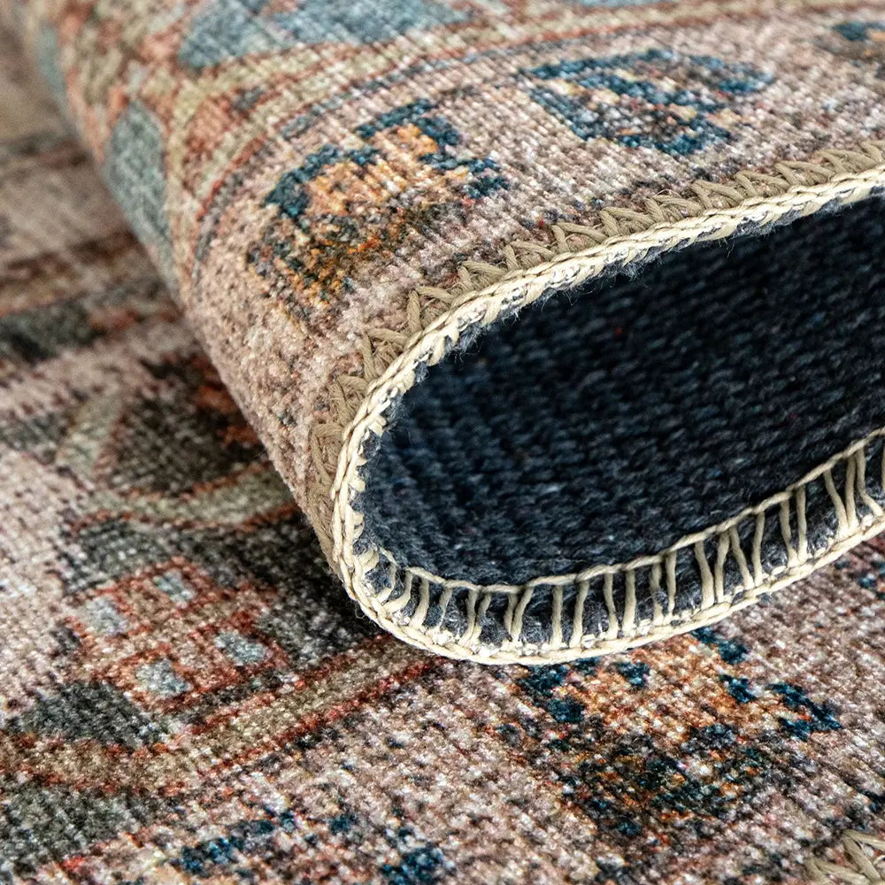 Vince Sky Runners - Traditional Medallion Faded Carpet | Carpet Centre