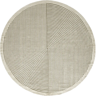 Maze Sandy Round - Curves and Straight Lines Patterned Round Carpet | Carpet Centre