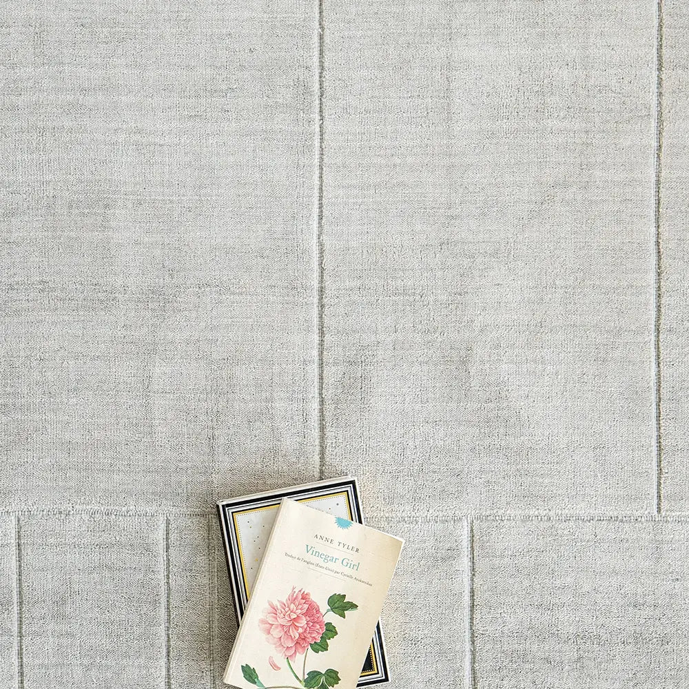 Elliot Alba - Solid Light Grey With Tufted Lines Carpet for Living Room | Carpet Centre