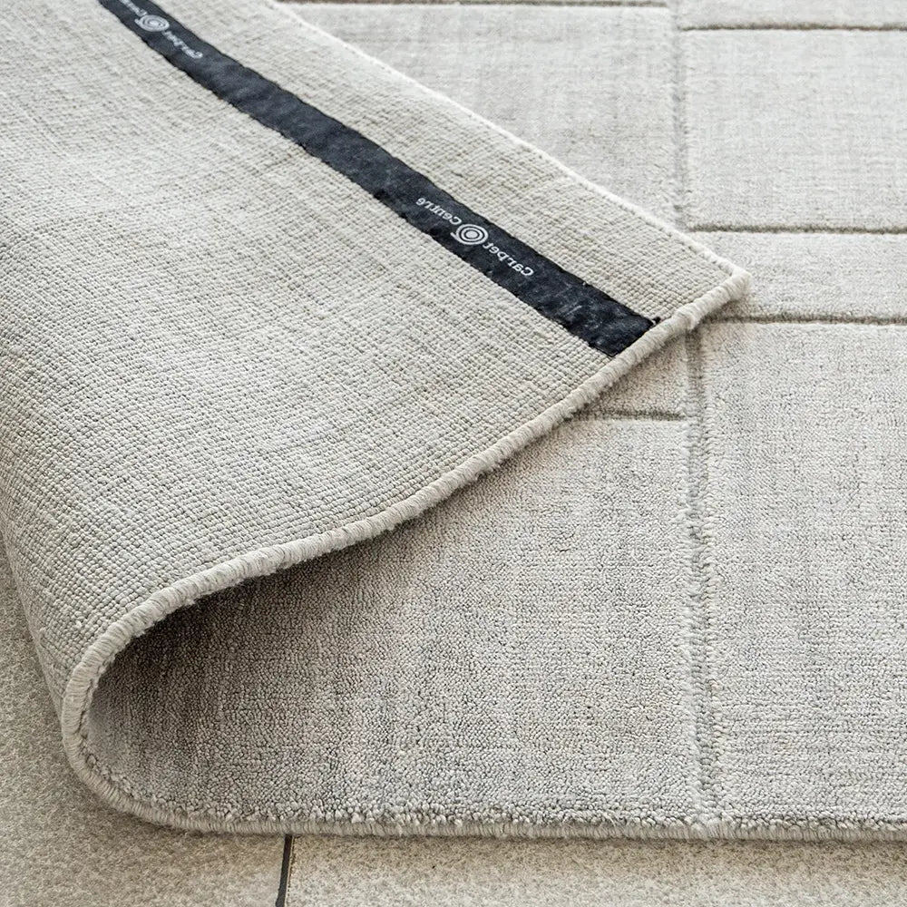 Elliot Alba - Solid Light Grey With Tufted Lines Living Room Carpet | Carpet Centre