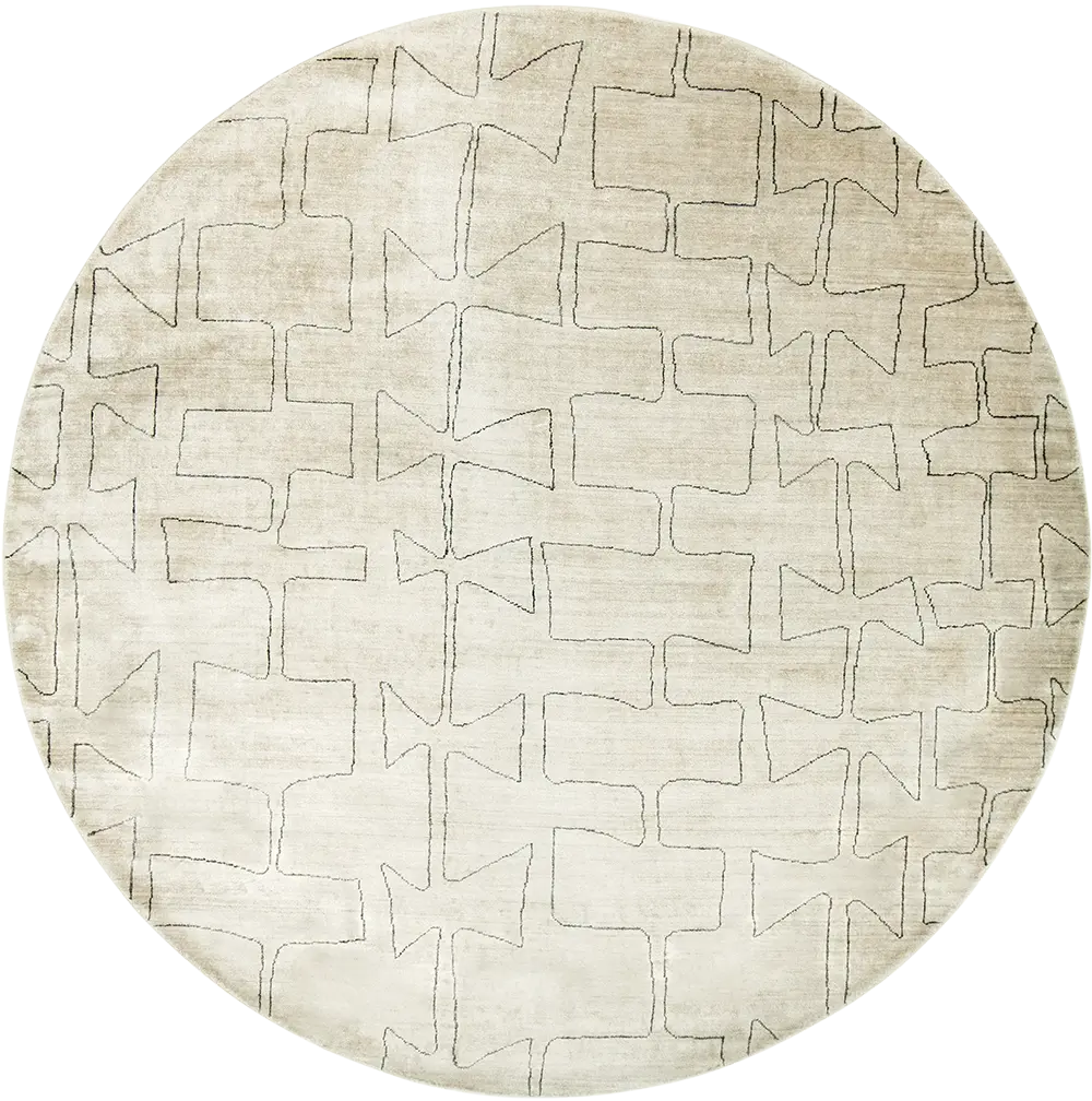 Caleb Ebony - Pearl And Grey Line Pattern Round Rug | Carpet Centre