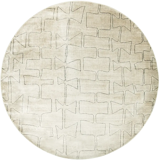 Caleb Ebony - Pearl And Grey Line Pattern Round Rug | Carpet Centre