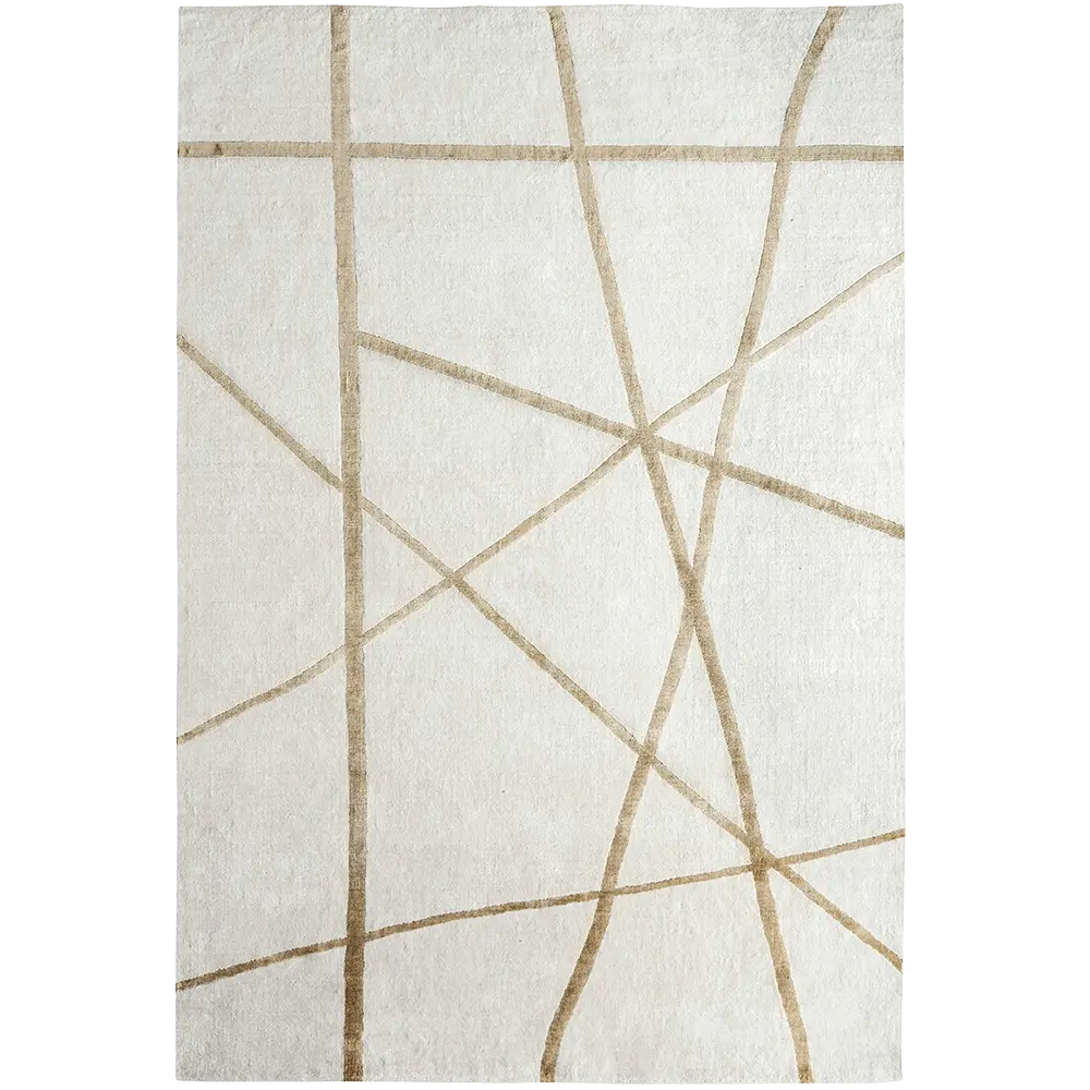 Dash Goldberg - Gold Crossed Lines Carpet for Living Room | Carpet Centre