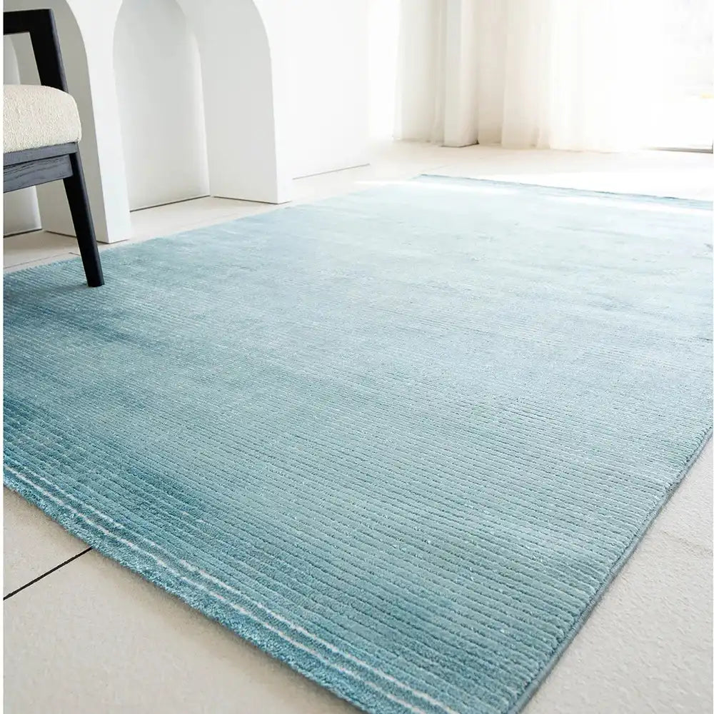 Adele Turquoise - Turquoise Striped Outdoor Area Rug | Carpet Centre