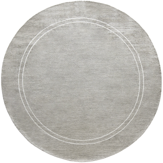 Colin Alba - White Bordered Round Grey Carpet | Carpet Centre