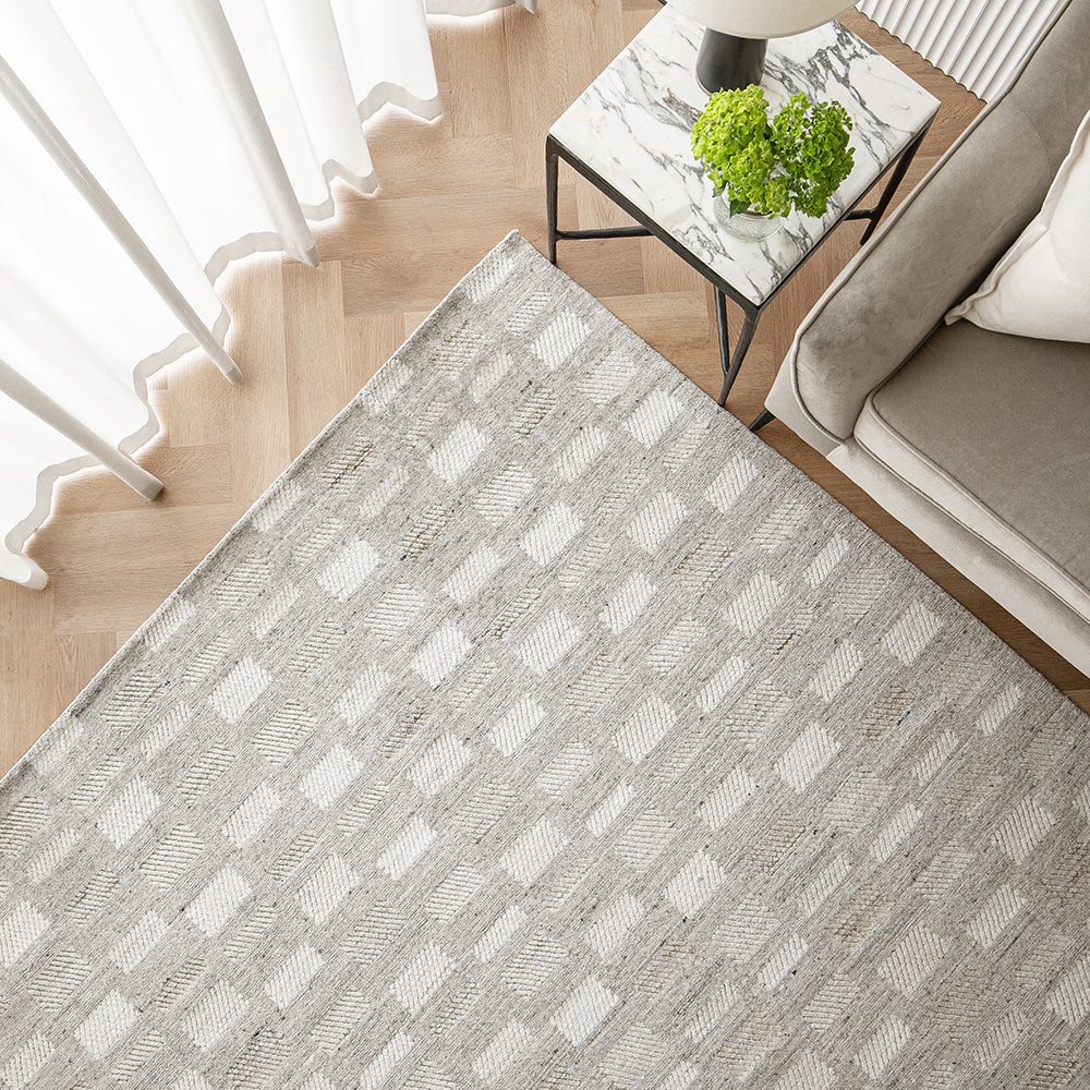 Dante Ashton Grey Grid Pattern Carpet