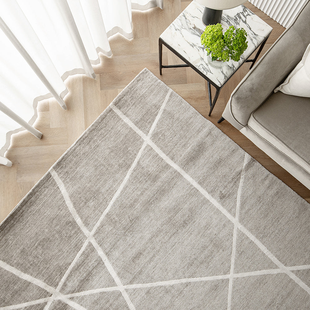 Dash Dune Grey Crossed Lines Carpet
