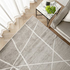 Dash Dune Grey Crossed Lines Carpet
