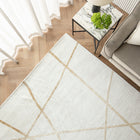 Dash Goldberg White With Gold Lines Carpet