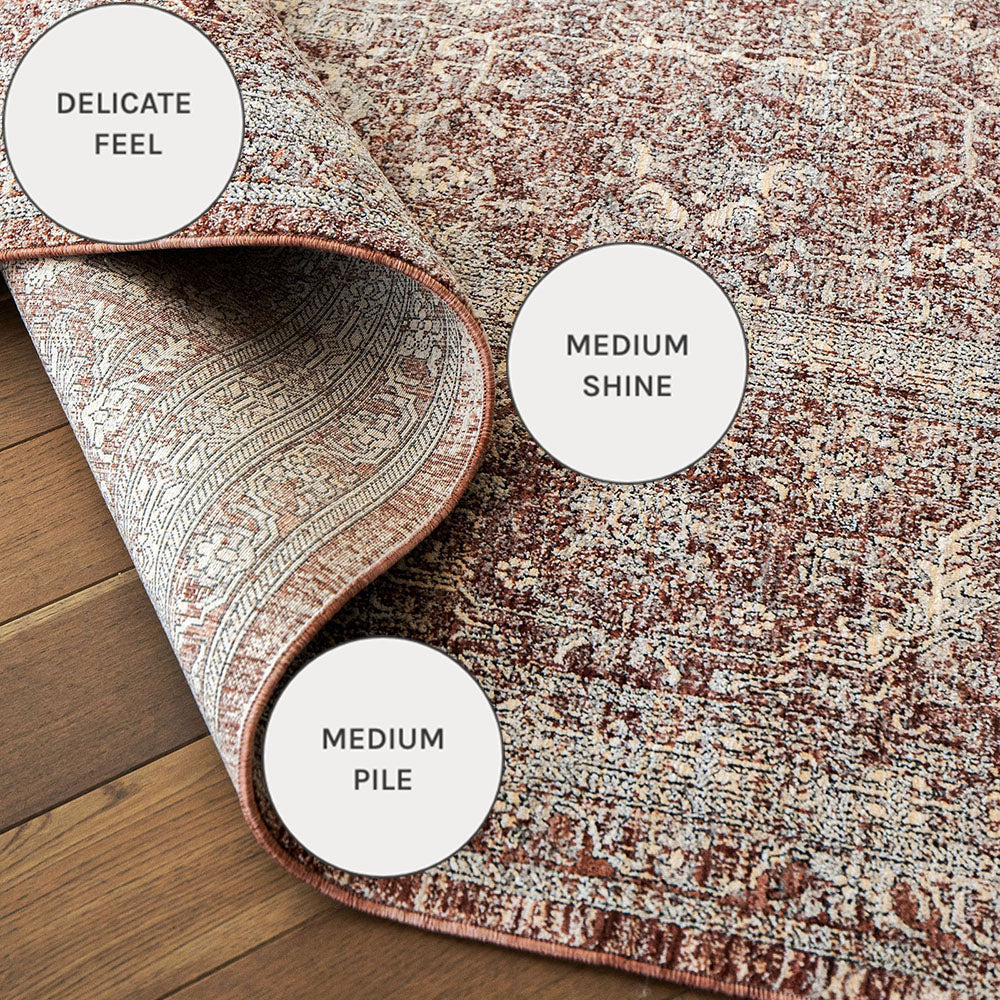 Harper Rosso - Distressed Traditional Beige Red Carpet | Carpet Centre