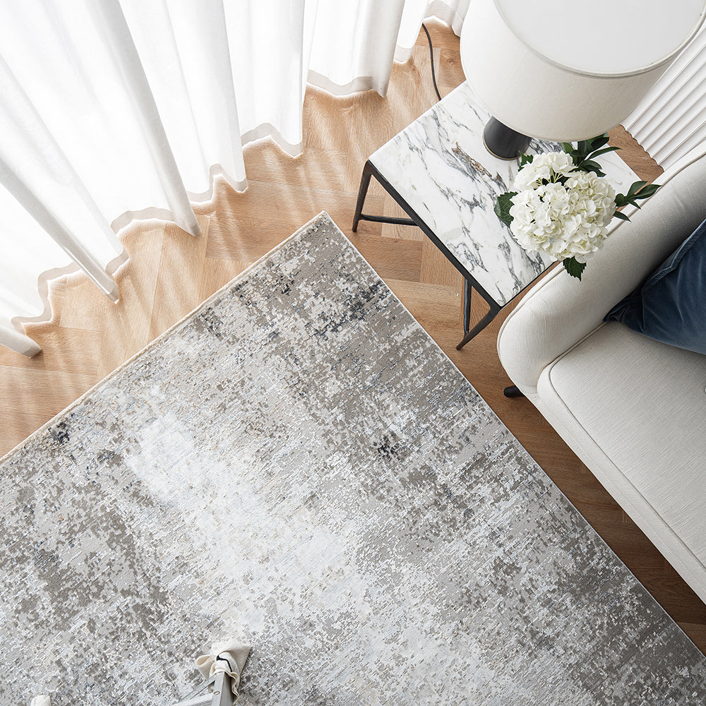 Jacob Ashton Rustic Textured Silver Carpet