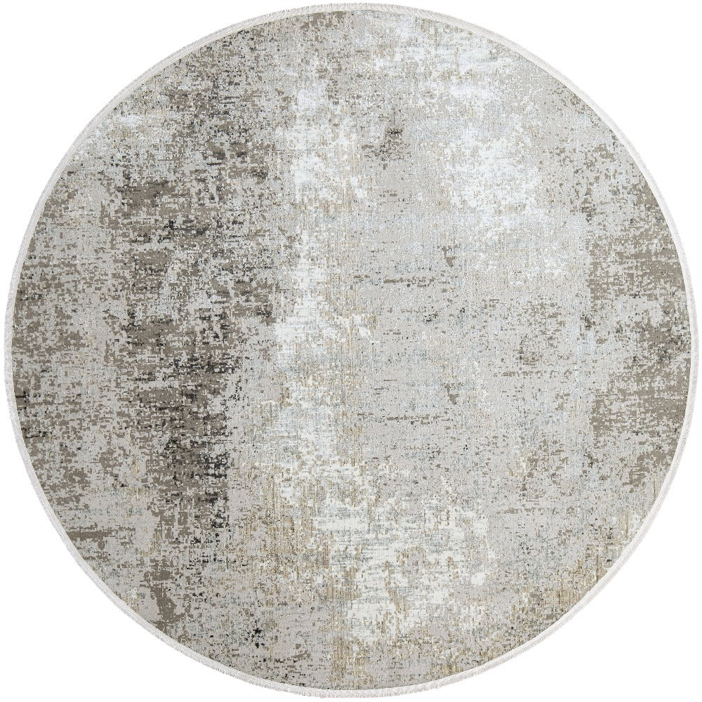 Jacob Ashton Round Rustic Textured Silver Carpet