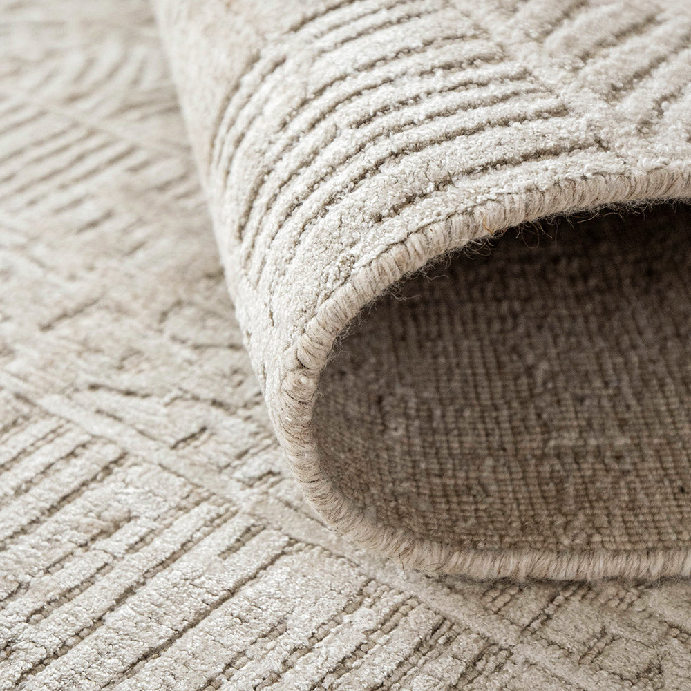 Leo Dune Round Beige Wool Carpet
