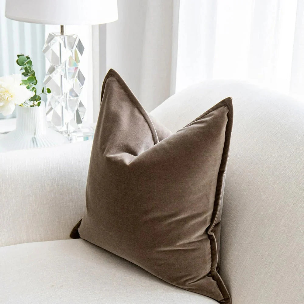 Alessandra Braun - Brown Velvet Cushion for Sofa | Carpet Centre