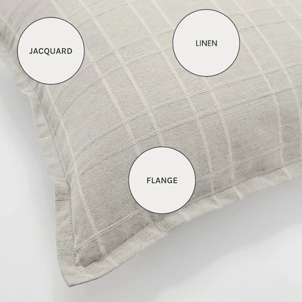 Lenora Laurent - Textured Grid Patterned Grey Cushion | Carpet Centre