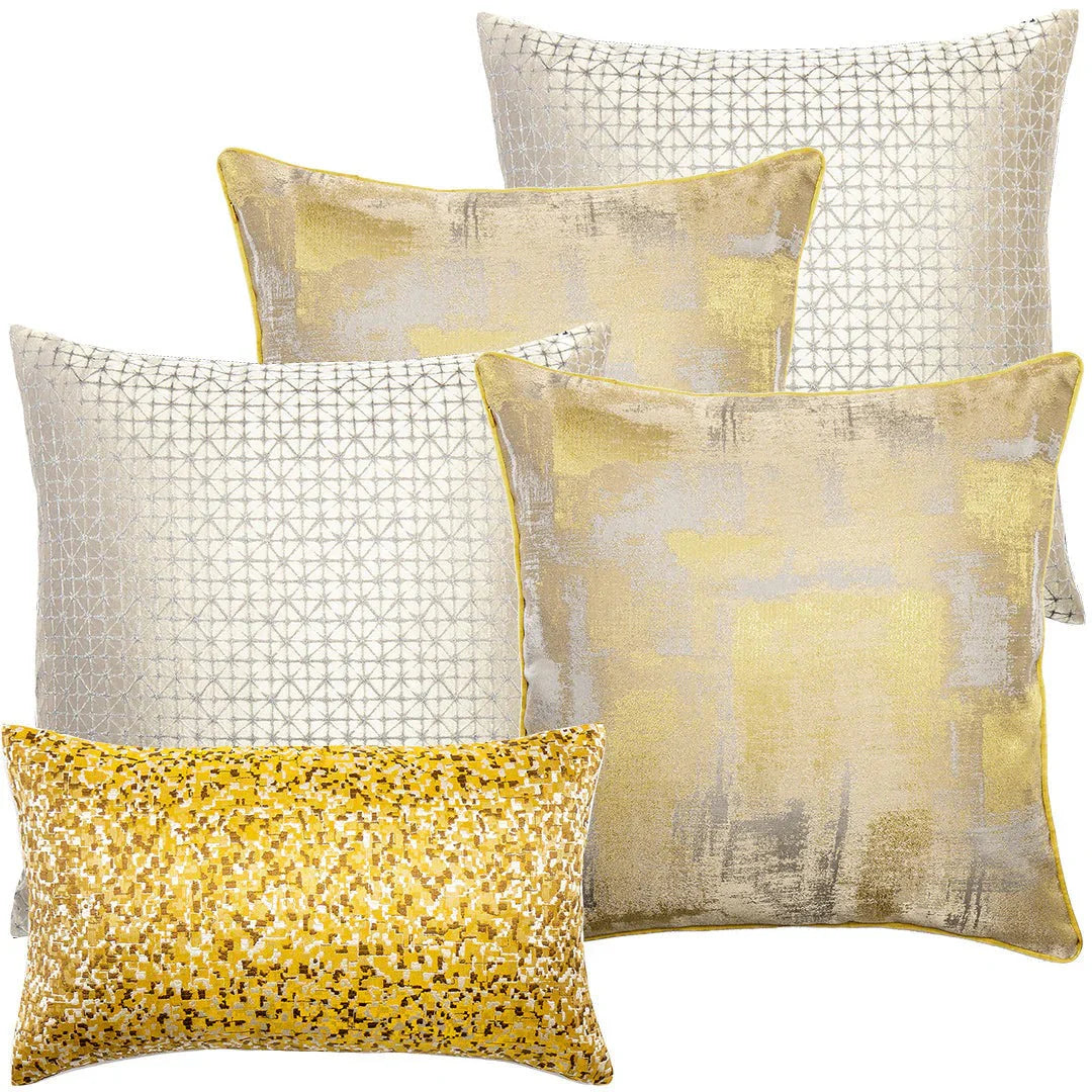 Ivan Bundle Shimmering Shades Of Gold Silver Cushion Set