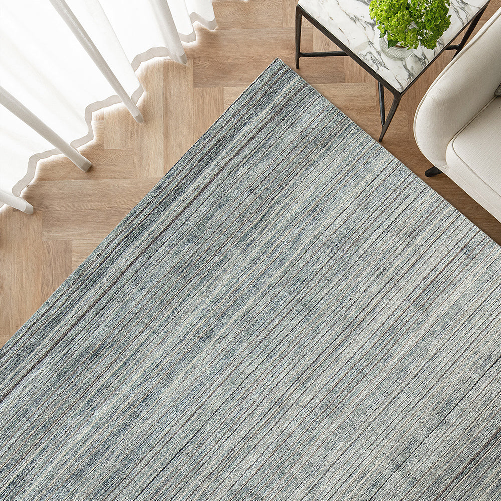 Rita Stevens Blue Gray Striped Carpet