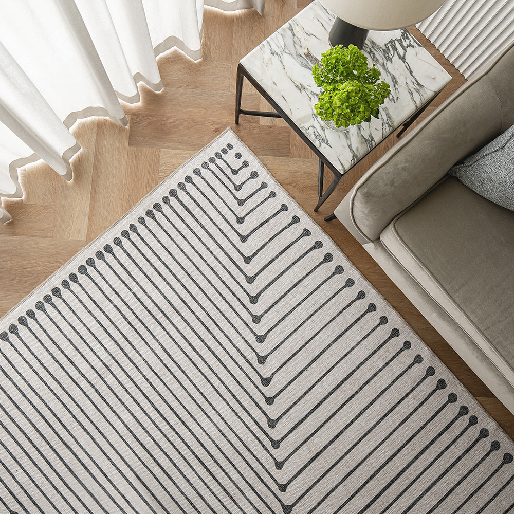 Vince Bianca Black White Oriental Carpet