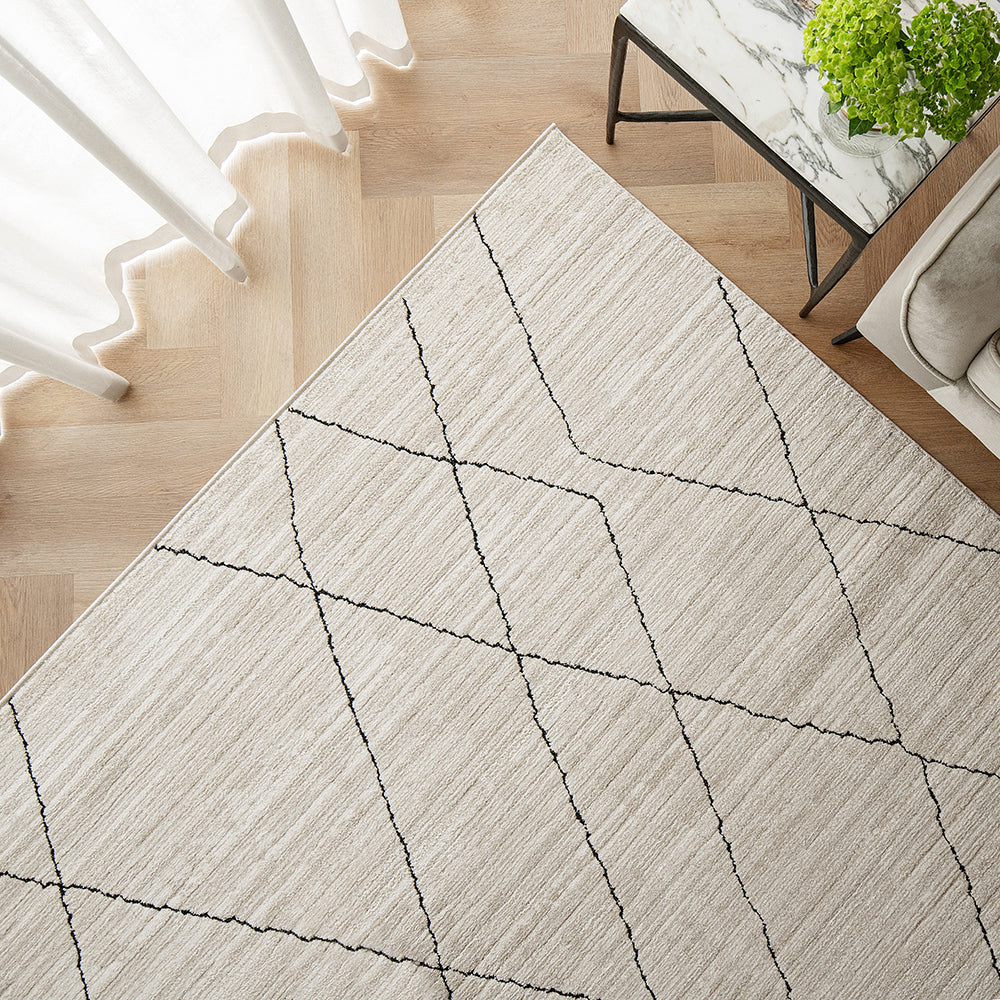 Zen Ebony Geometric Ivory Carpet