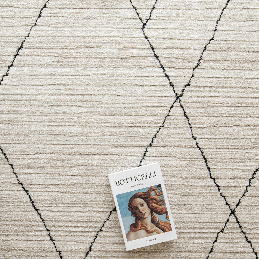 Zen Ebony Round Geometric Ivory Carpet