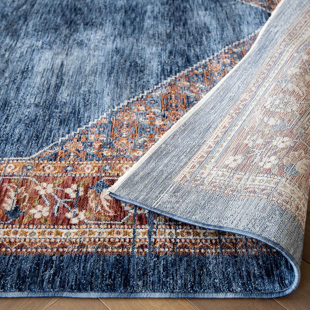 Buy Amira Sky Navy Blue And Red Area Carpet Online
