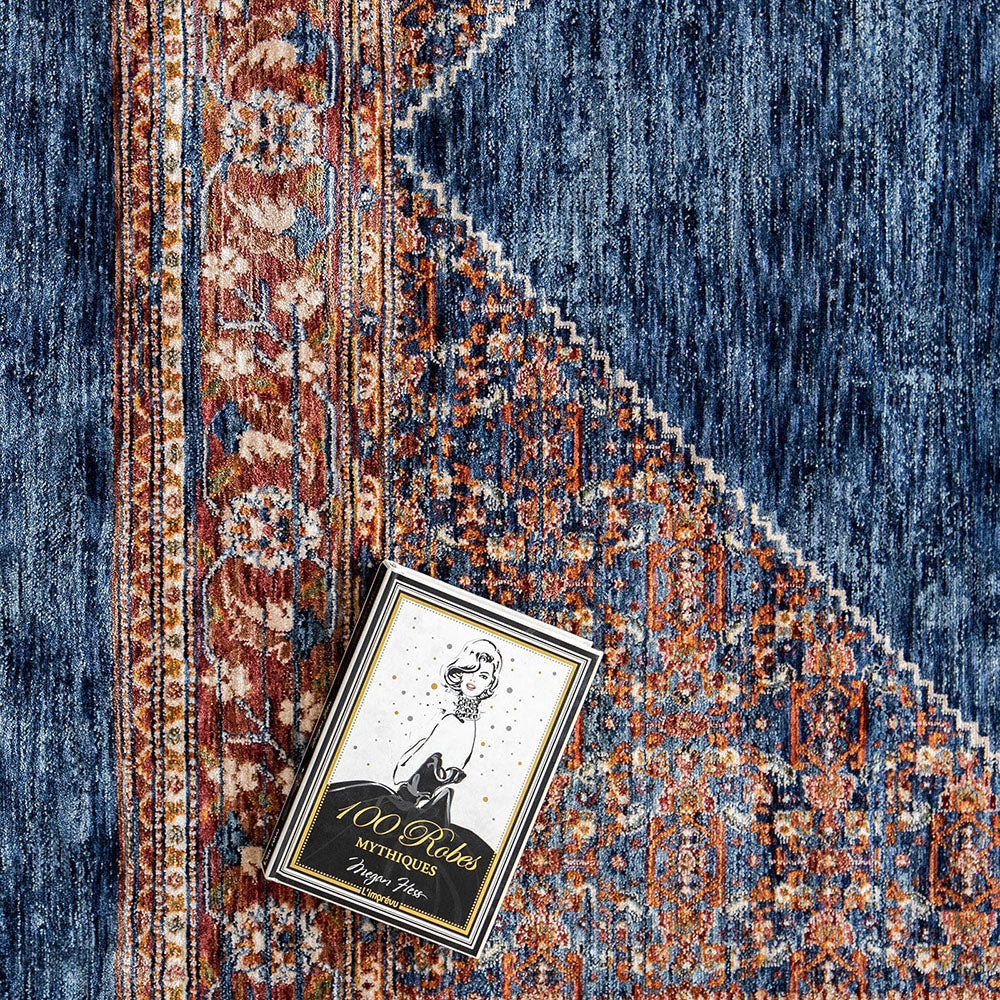 Buy Amira Sky Navy Blue And Red Area Carpet Online