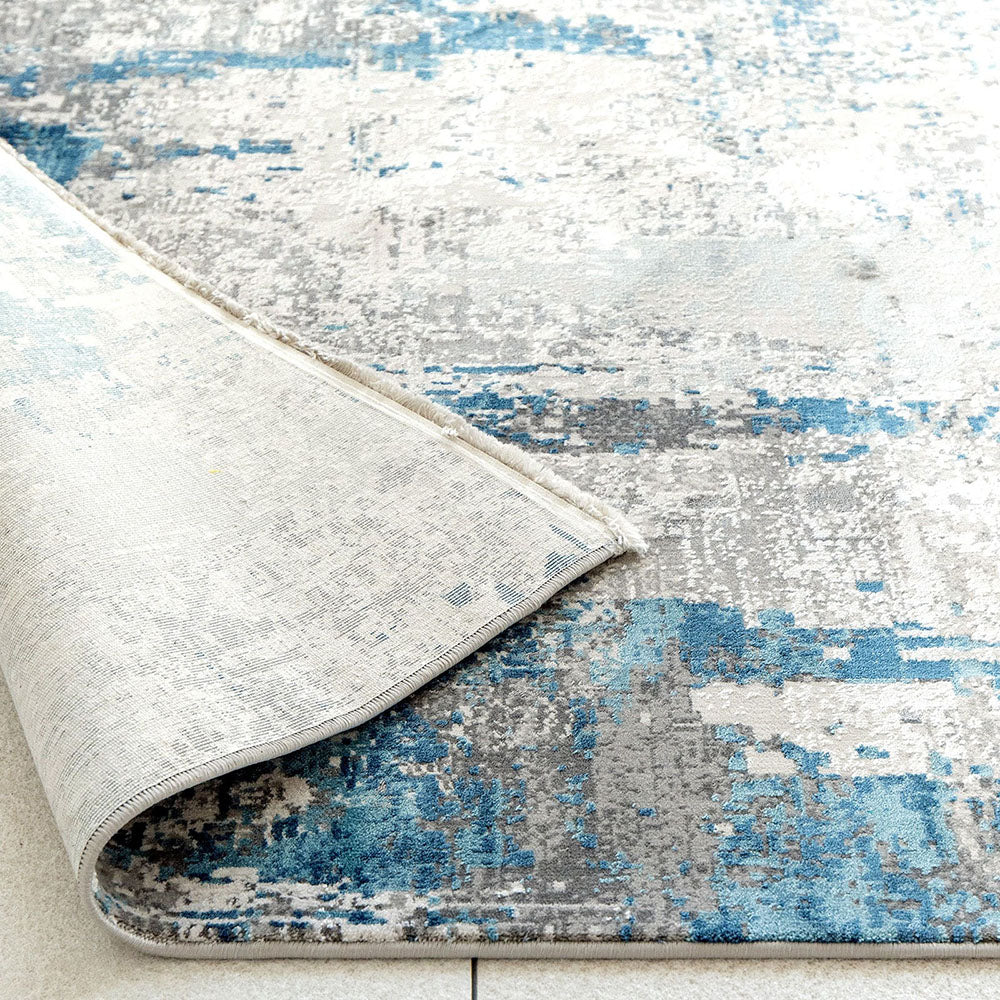 Athena Sky Runners Blue Grey Abstract Carpet