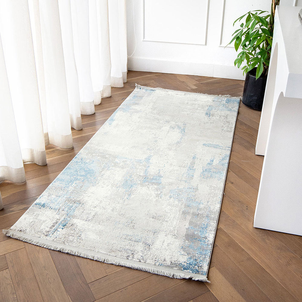 Athena Sky Blue Grey Abstract Carpet