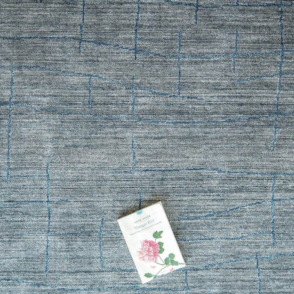 Caleb Ashton Modern In Solid Grey And Teal Colors Carpet