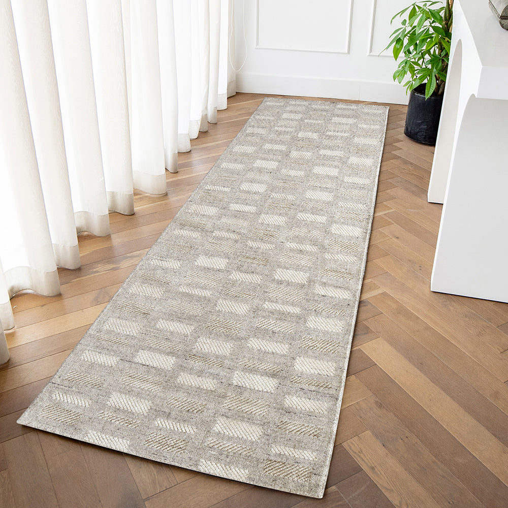 Dante Ashton Grey Grid Pattern Carpet