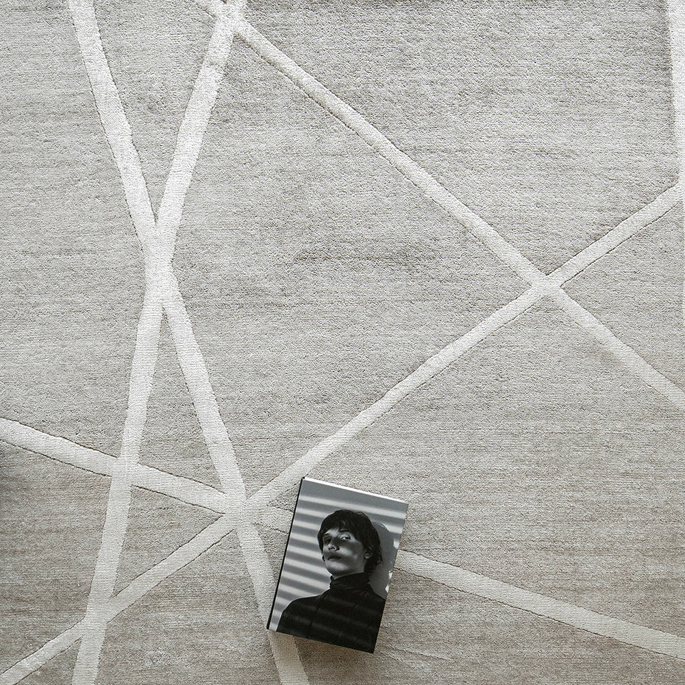 Dash Dune Grey Crossed Lines Carpet