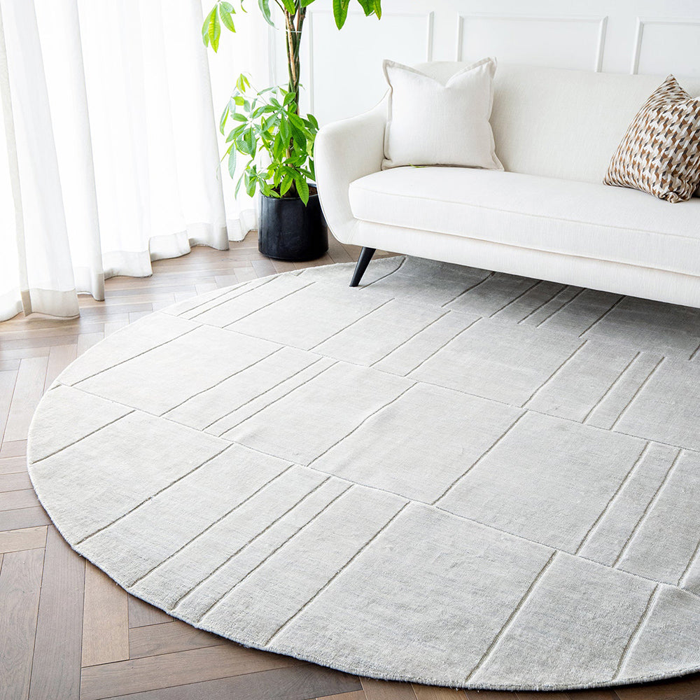 Elliot Ashton Light Grey Line Pattern Carpet