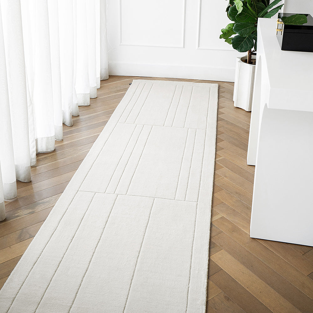 Elliot Bianca Geometric Textured White Carpet