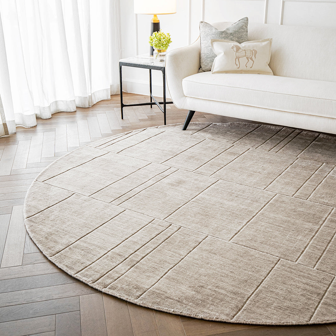 Elliot Sandy Beige Geometric Carpet