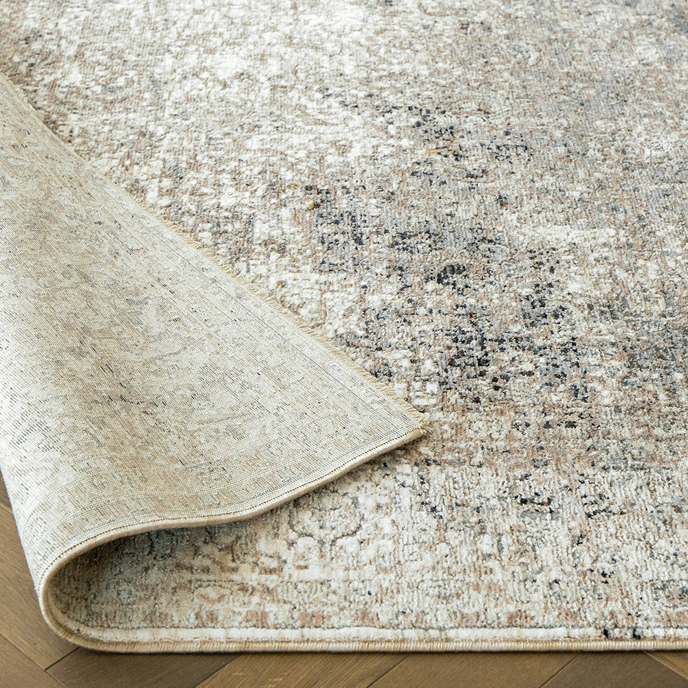 Ethan Dune Runners Distressed Grey Beige Abstract Carpet