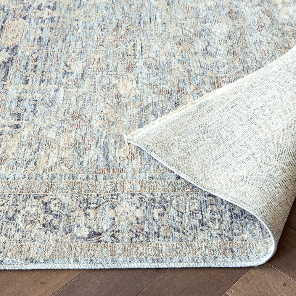 Hana Sky Runners Distressed Blue Grey Traditional Carpet