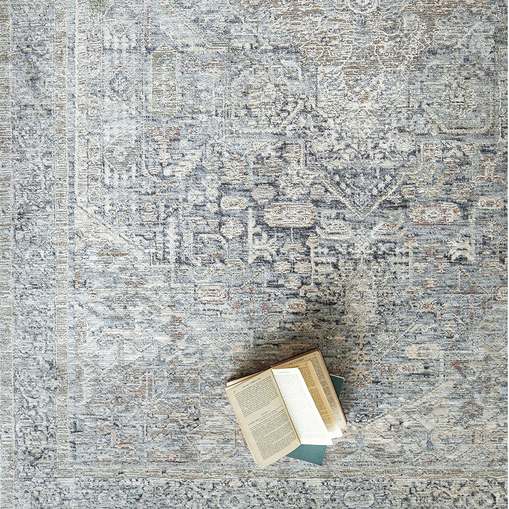 Hana Sky Runners Distressed Blue Grey Traditional Carpet