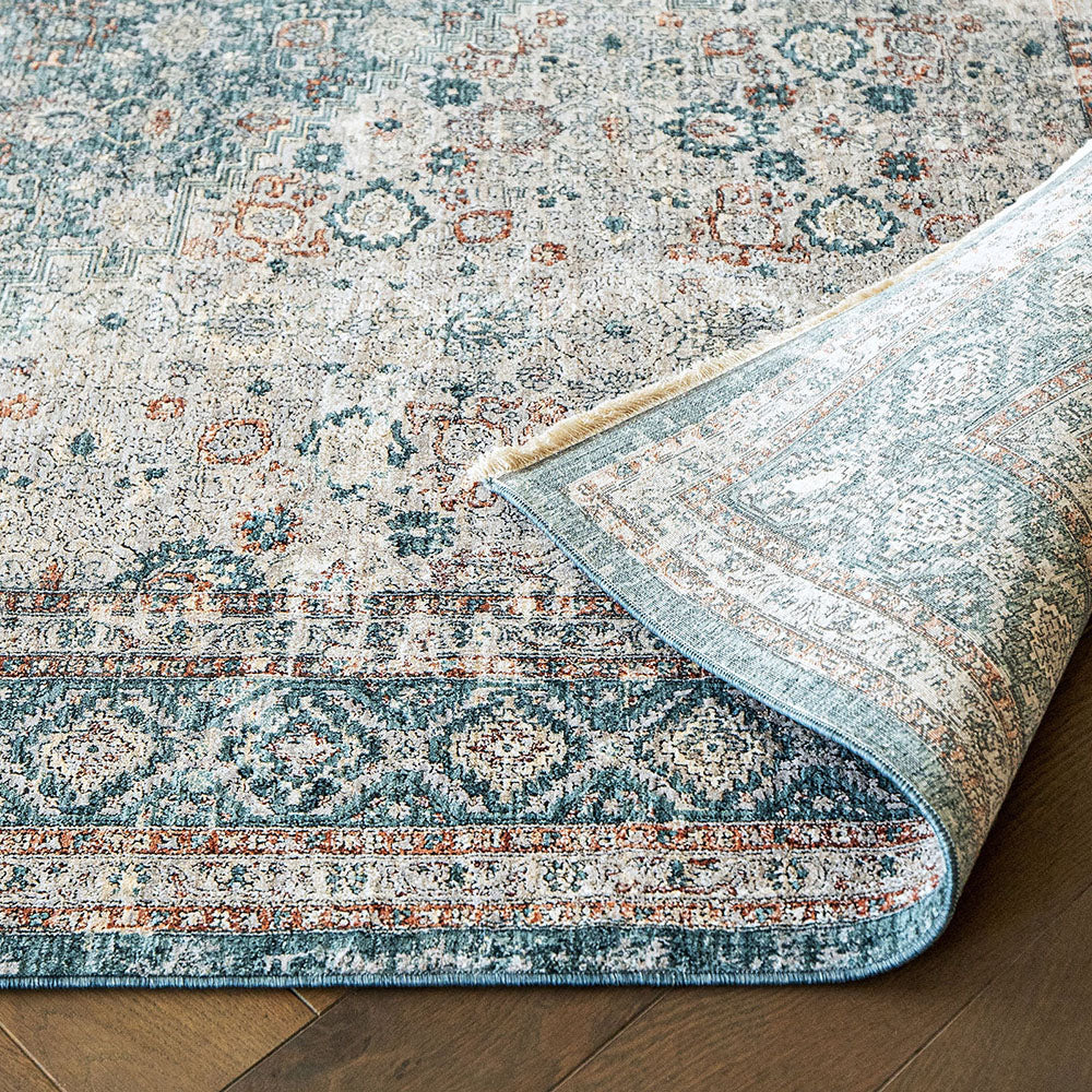 Harper Sky Runners Distressed Blue Beige Carpet