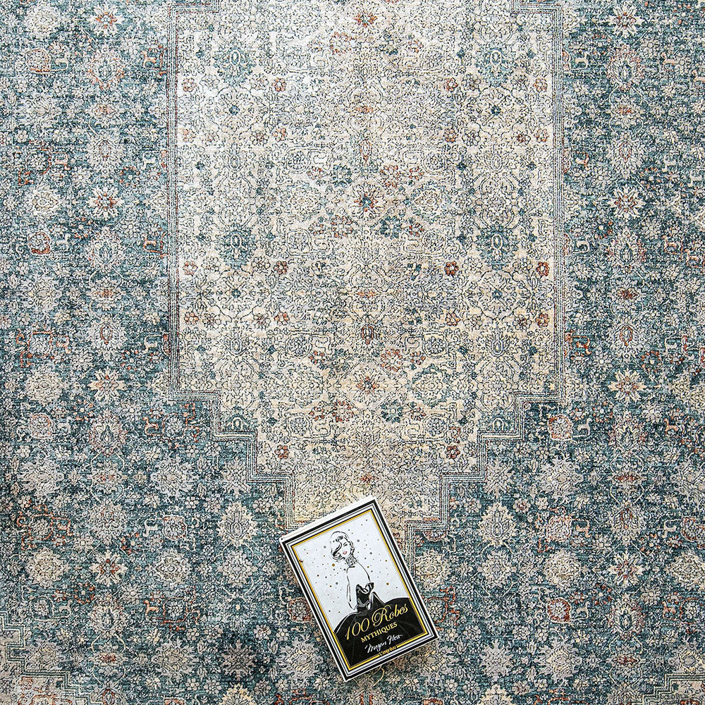 Harper Sky Runners Distressed Blue Beige Carpet
