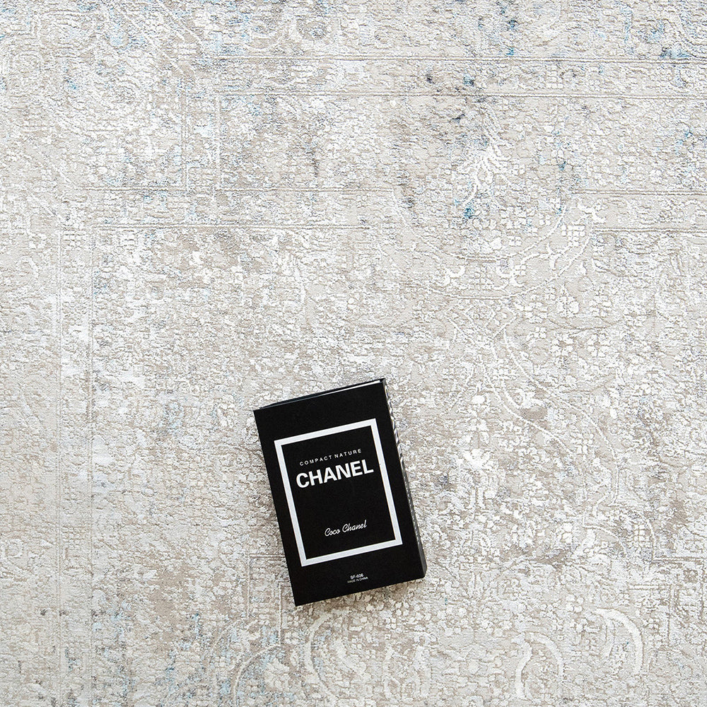 Jacob Azure Faded Patterned Grey Carpet