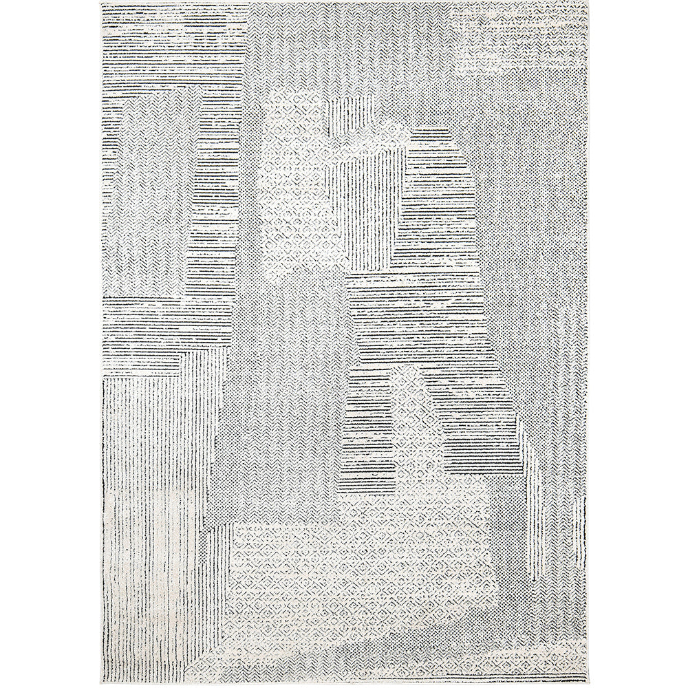 Renzo Dusty Black And White Patchwork Carpet