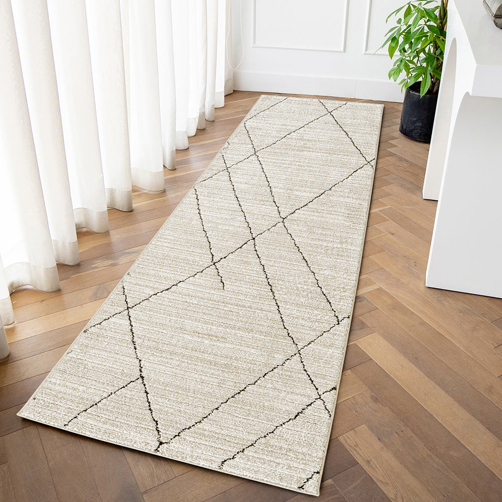 Zen Ebony Geometric Ivory Carpet