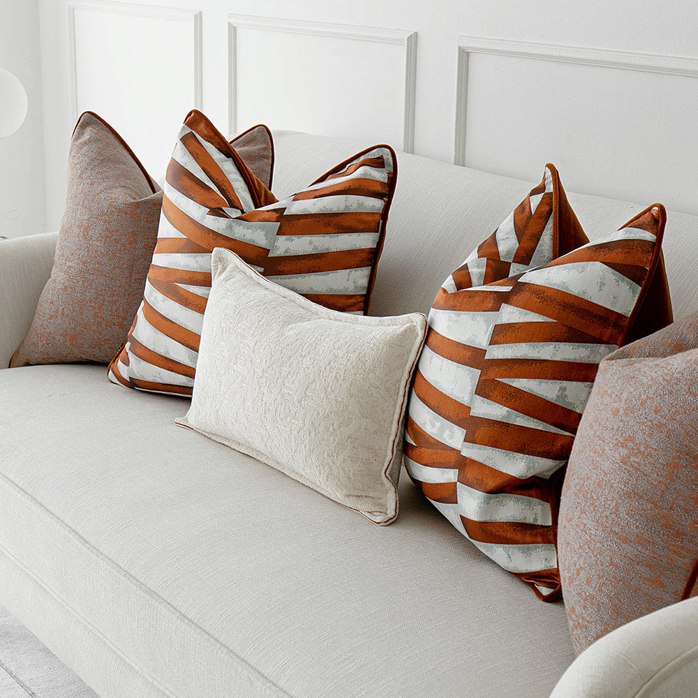 3D Orange Velvet Piping White Accent Topaz Cushion Bundle | Carpet Centre