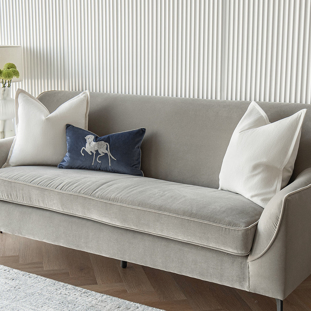 Brent Bundle - White Jacquard & Blue Velvet Horse Patttern Accent Cushion | Carpet Centre