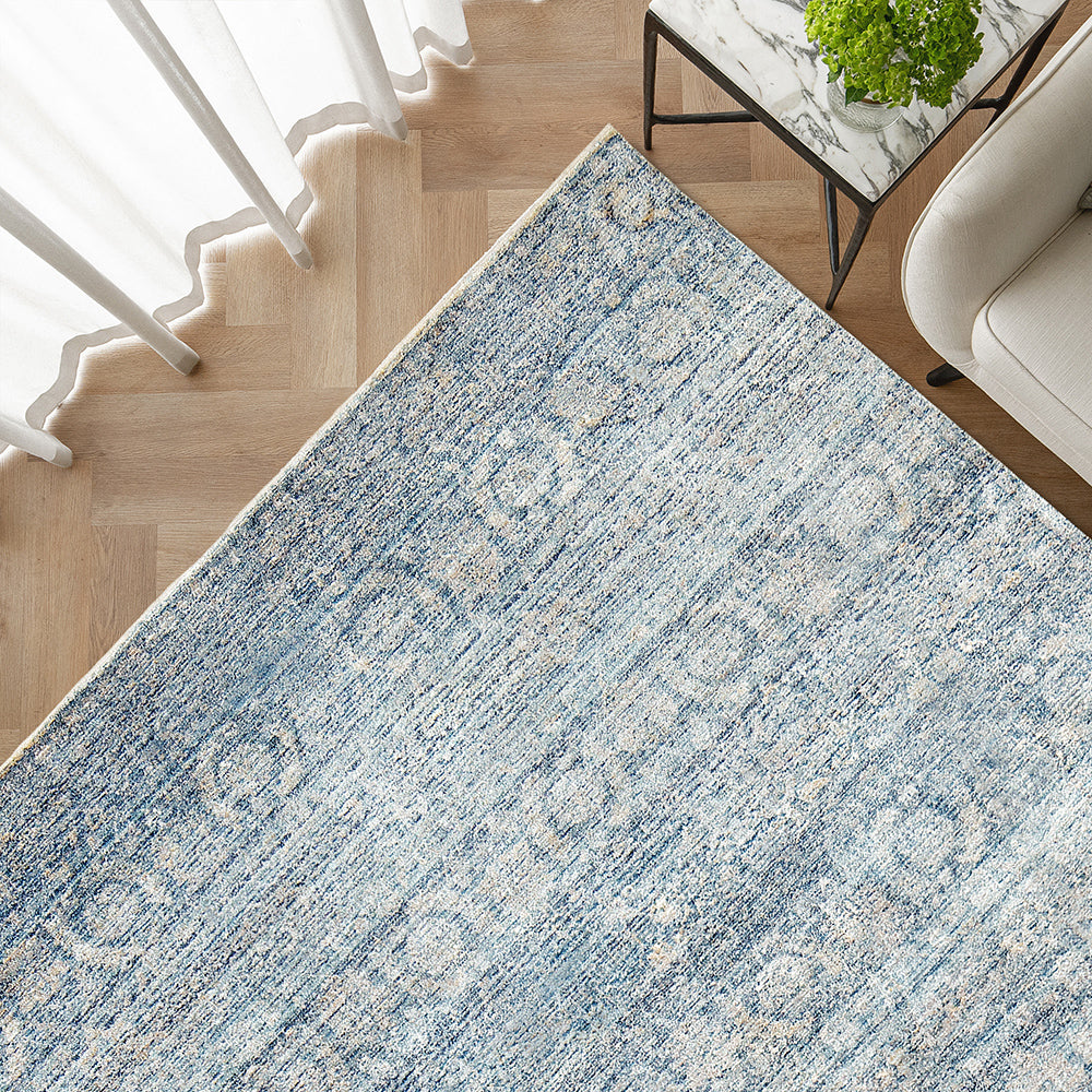 Alexander Azure - Distressed Blue Carpet with Shades Of Blue & Warm Beige | Carpet Centre