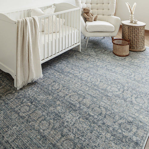 Alexander Azure - Faded Traditional Carpet with Shades Of Blue and Warm Beige | Carpet Centre