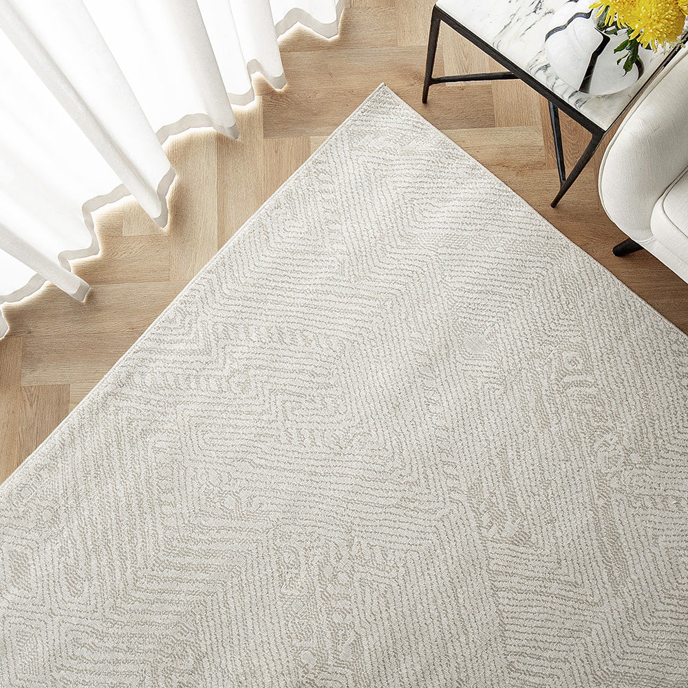 Marco Sandy Runners - Beige Fuzzy Patterned Runner Rug | Carpet Centre